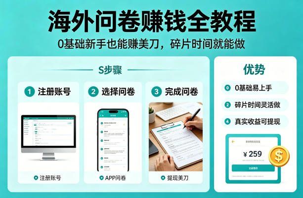 
          海外问卷賺钱全教程，0基础新手也能賺美刀，碎片时间就能做 - Featured image
        