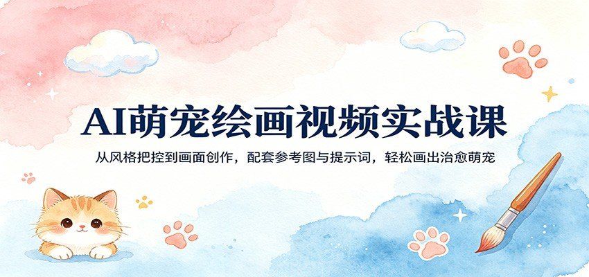 
          AI萌宠绘画视频实战课：从风格把控到画面创作，配套参考图与提示词，轻松画出治愈萌宠 - Featured image
        