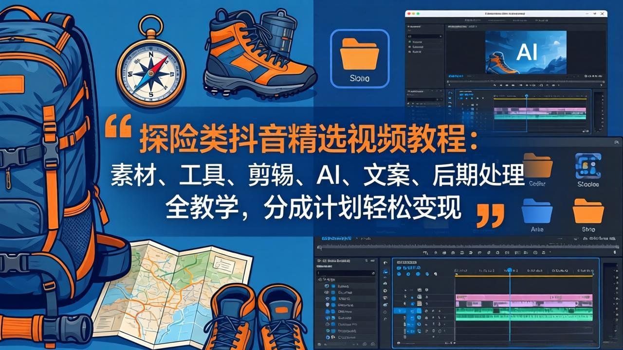 
          探险类抖音精选视频教程：素材、工具、剪辑、AI、文案、后期处理全教学，分成计划轻松变现 - Featured image
        