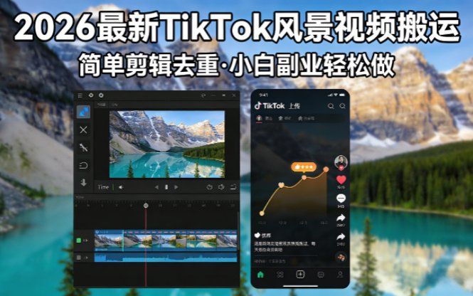 
          2026最新TikTok风景视频搬运简单剪辑去重小白副业月入 8000 - Featured image
        