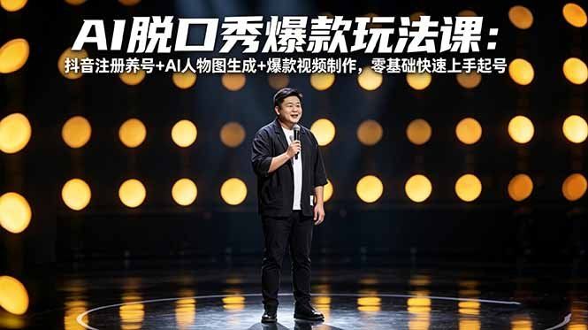 
          AI脱口秀爆款玩法课：抖音注册养号+AI人物图生成+爆款视频制作，零基础快速上手起号 - Featured image
        