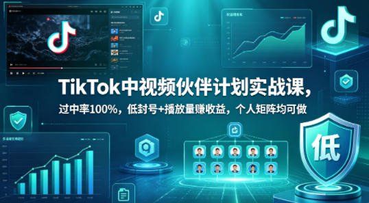 
          TikTok中视频伙伴计划实战课，过中率100%，低封号+播放量賺收益，个人矩阵均可做 - Featured image
        