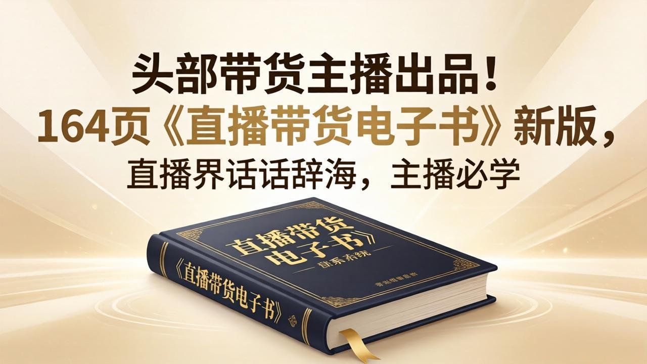 
          头部带货主播出品！164页《直播带货电子书》新版，直播界话术辞海，主播必学 - Featured image
        
