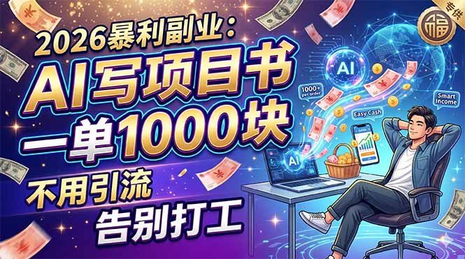 
          2026暴利副业：AI 写项目书，一单 1000 块，不用引流，告别打工 - Featured image
        