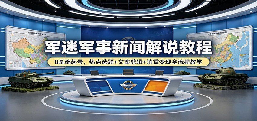 
          军迷军事新闻解说教程：0基础起号，热点选题+文案剪辑+消重变现全流程教学 - Featured image
        