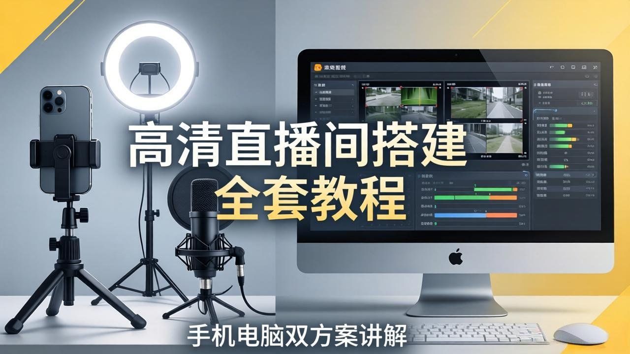 
          高清直播间搭建全套教程，手机电脑双方案讲解，设备选型调试多机位实操教学 - Featured image
        