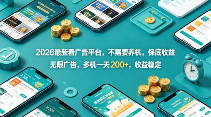 
          2026最新看广告平台，不需要养机，保底收益，无限广告，多机一天200+，收益稳定【揭秘】 - Featured image
        