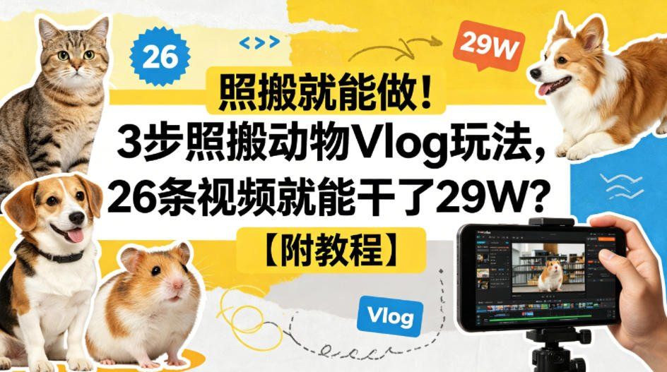 
          照搬就能做！3步照搬动物Vlog玩法，26条视频就能干了29W？【附教程】【赠coze一键生成工作流】 - Featured image
        