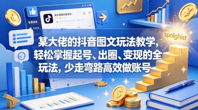 
          某大佬的抖音图文玩法教学，轻松掌握起号、出圈、变现的全套玩法，少走弯路高效做账号 - Featured image
        
