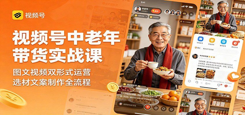 
          视频号中老年带货实战课：图文视频双形式运营，选材文案制作全流程 - Featured image
        