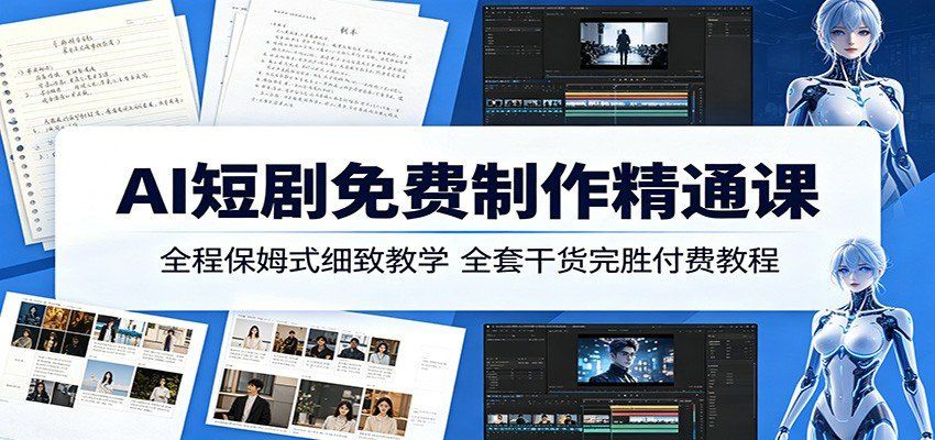 
          AI短剧免费制作精通课：全程保姆式细致教学，全套干货完胜付费教程 - Featured image
        