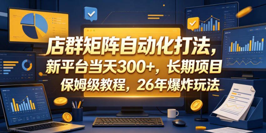 
          店群矩阵自动化打法，新平台当天300+，长期项目，保姆级教程，26年爆炸玩法【揭秘】 - Featured image
        