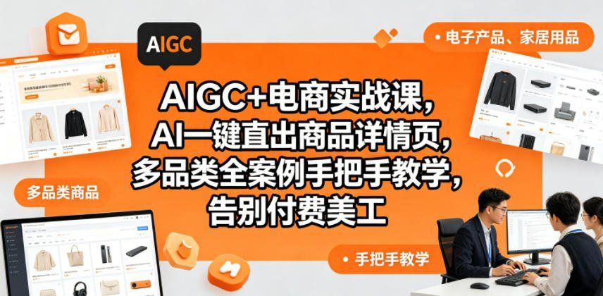 
          AIGC+电商实战课，AI一键直出商品详情页，多品类全案例手把手教学，告别付费美工(更新) - Featured image
        