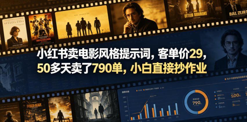 
          小红书卖电影风格提示词，客单价29，50多天卖了790单，小白直接抄作业！ - Featured image
        