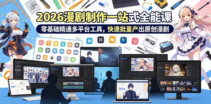 
          2026 AI漫剧制作一站式全能课，零基础精通多平台工具，快速批量产出原创漫剧 - Featured image
        