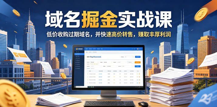 
          域名交易掘金实战课，低价收购过期域名，并快速高价转售，賺取丰厚利润【原创双语字幕】 - Featured image
        