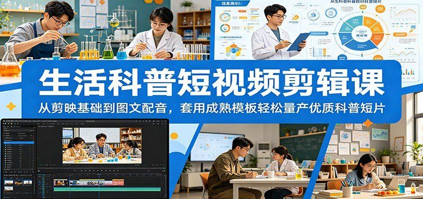 
          生活科普短视频剪辑课：从剪映基础到图文配音，套用成熟模板轻松量产优质科普短片 - Featured image
        