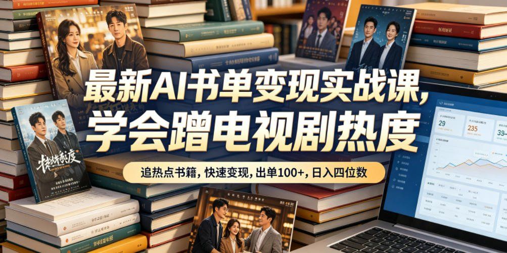 
          最新AI书单变现实战课，学会蹭电视剧热度，追热点书籍，快速变现，出单100+，日入四位数 - Featured image
        
