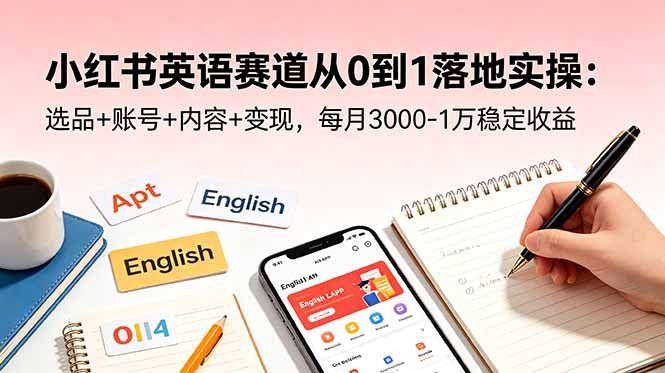 
          小红书英语赛道从0到1落地实操：选品+账号+内容+变现，每月3000-1万稳定收益 - Featured image
        