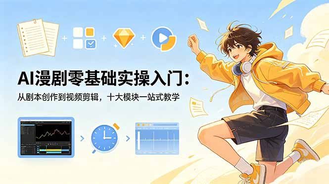 
          AI漫剧零基础实操入门：从剧本创作到视频剪辑，十大模块一站式教学 - Featured image
        