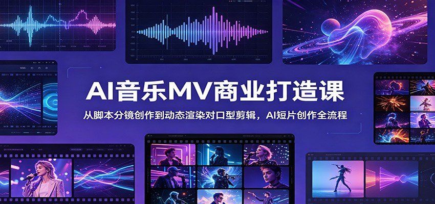 
          AI音乐MV商业打造课：从脚本分镜创作到动态渲染对口型剪辑，AI短片创作全流程 - Featured image
        