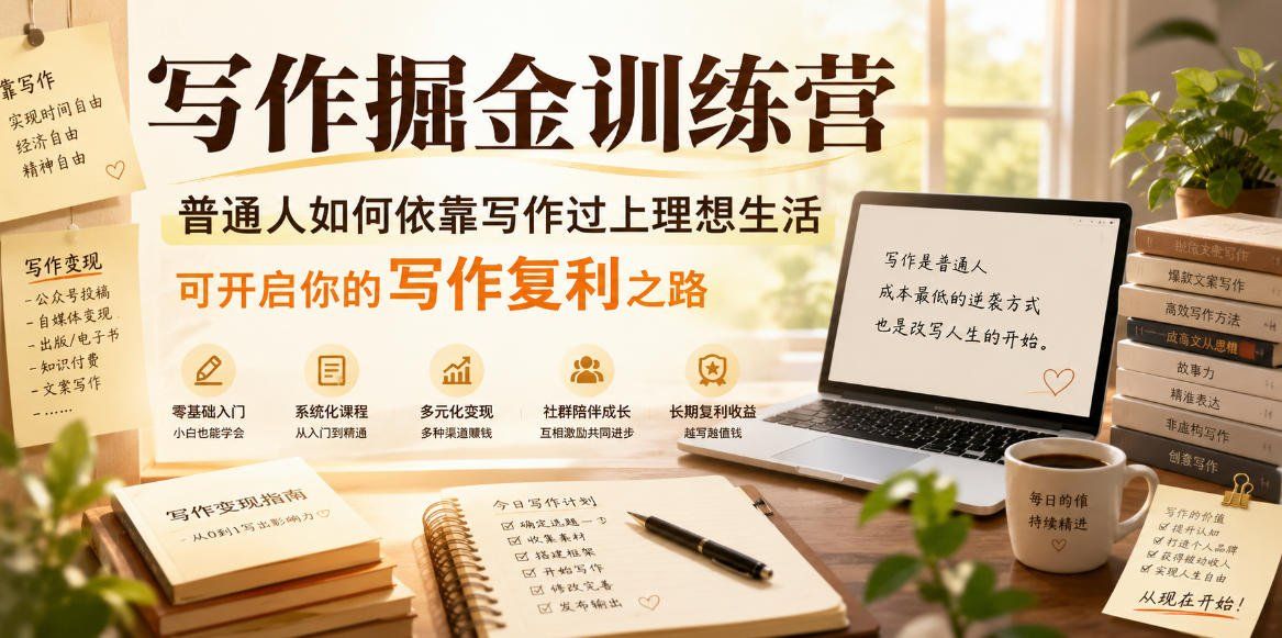 
          写作掘金训练营，普通人如何依靠写作过上理想生活，可开启你的写作复利之路(更新6月) - Featured image
        