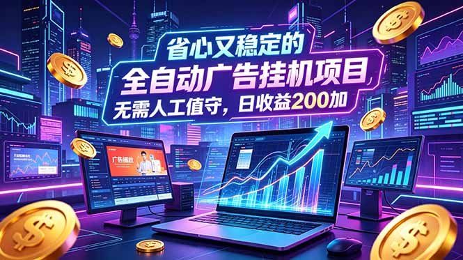 
          全自动广告挂机项目，全程无需人工值守。稳定创收每日收益200+ - Featured image
        