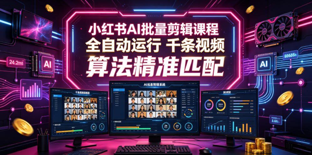 
          小红书AI批量剪辑课程，24小时全自动运行，解放双手专注运营，千条视频批量处理，小红书算法精准匹配 - Featured image
        
