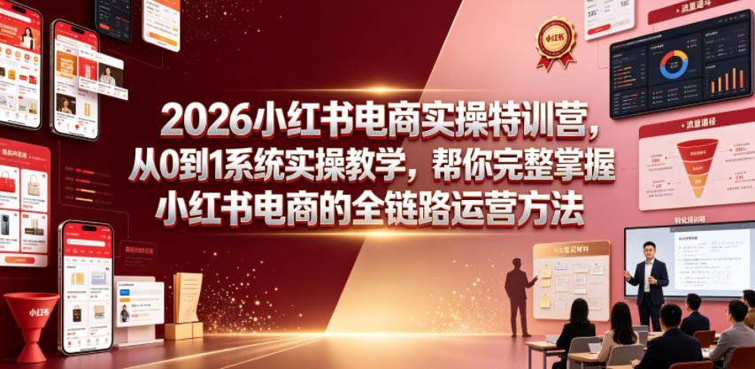 
          2026小红书电商实操特训营，从0到1系统实操教学，帮你完整掌握小红书电商的全链路运营方法 - Featured image
        
