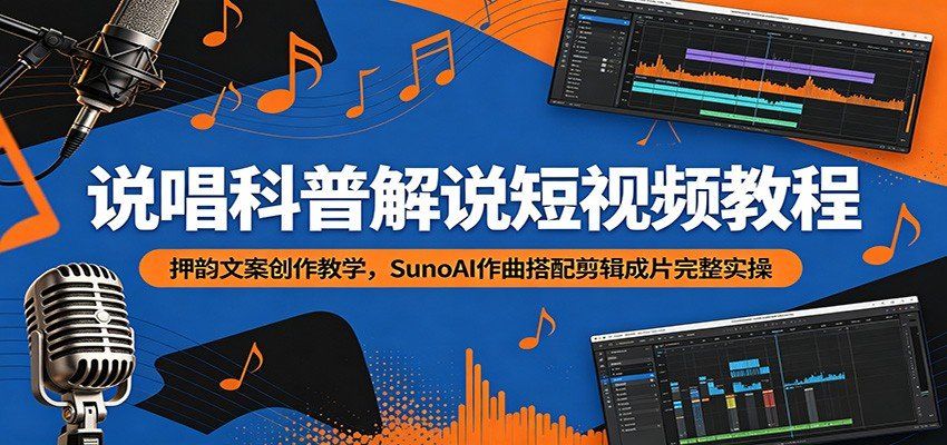 
          说唱科普解说短视频教程：押韵文案创作教学，SunoAI作曲搭配剪辑成片完整实操 - Featured image
        