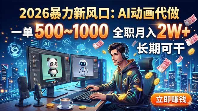 
          2026暴力新风口：AI动画代做，一单500~1000，全职月入2W+，长期可干 - Featured image
        