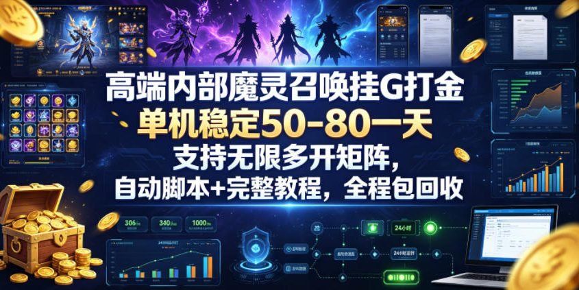 
          高端内部魔灵召唤挂G打金，单机稳定50-80一天，支持无限多开矩阵，自动脚本+完整教程，全程包回收【揭秘】 - Featured image
        