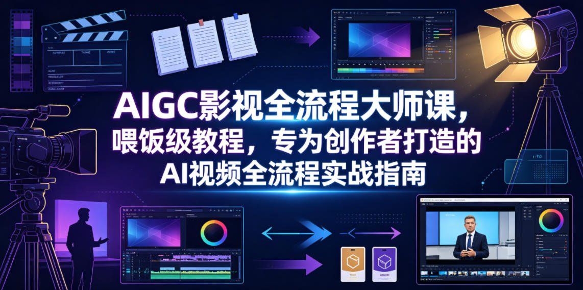 
          AIGC影视全流程大师课，喂饭级教程，专为创作者打造的AI视频全流程实战指南 - Featured image
        