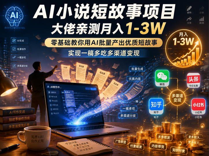 
          AI小说短故事项目，大佬亲测月入1-3W，零基础教你用AI批量产出优质短故事，实现一稿多吃多渠道变现(更新0624) - Featured image
        