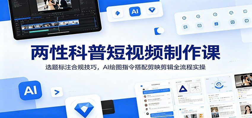 
          两性科普短视频制作课：选题标注合规技巧，AI绘图指令搭配剪映剪辑全流程实操 - Featured image
        