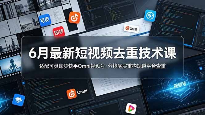 
          6月最新短视频去重技术课，适配可灵即梦快手Omni视频号，分镜底层重构规避平台查重 - Featured image
        