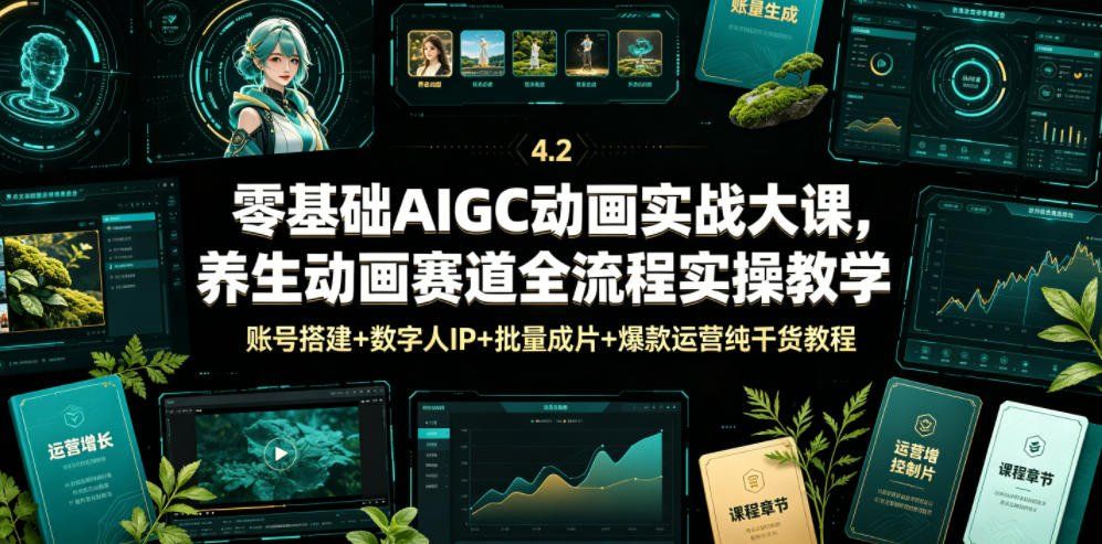 
          零基础AIGC动画实战大课，养生动画赛道全流程实操教学，账号搭建+数字人IP+批量成片+爆款运营纯干货教程 - Featured image
        