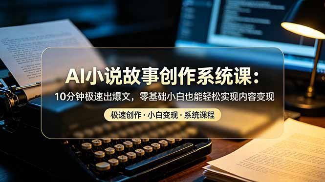 
          AI小说故事创作系统课：10分钟极速出爆文，零基础小白也能轻松实现内容变现 - Featured image
        