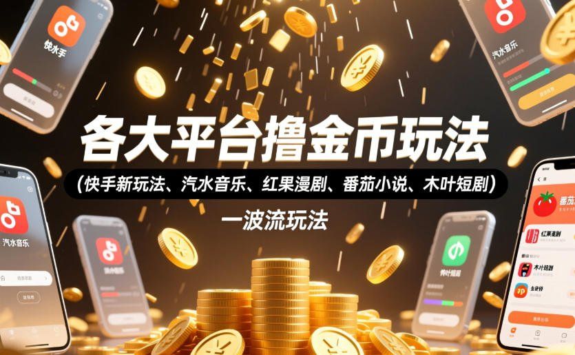 
          各大平台撸金币玩法(快手新玩法、汽水音乐、红果漫剧、番茄小说、木叶短剧)，一波流玩法(收费398元的教程) - Featured image
        