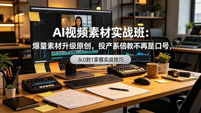 
          AI视频素材实战班：爆量素材升级原创，投产翻倍不再是口号，0-1系统教学实战落地 - Featured image
        