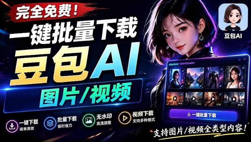 
          Github最新发布！一键批量下载豆包AI无水印图片/视频，简单易用，自动解析提示词 - Featured image
        