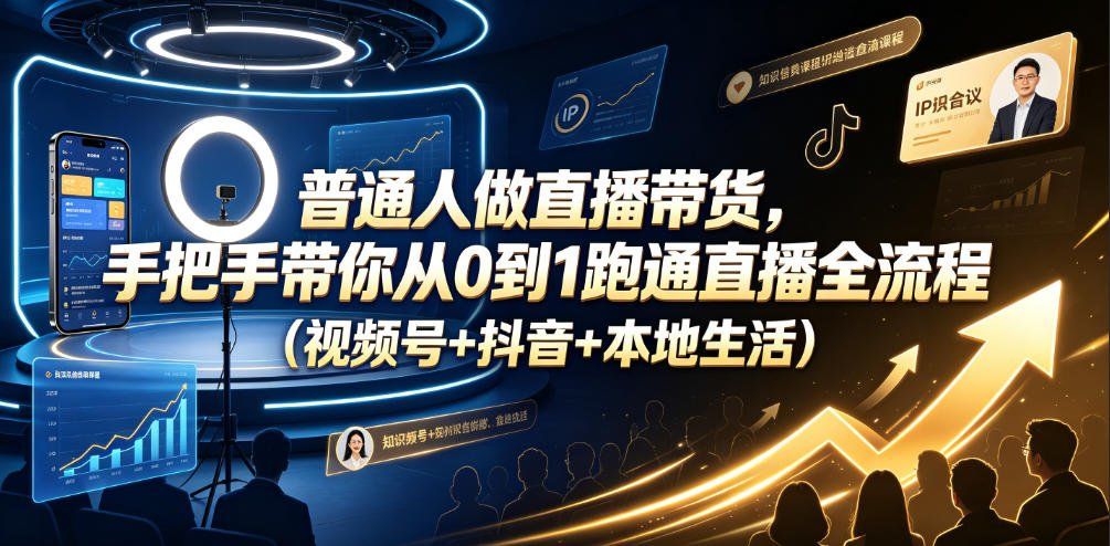 
          普通人做直播带货，手把手带你从0到1跑通直播全流程(视频号+抖音+本地生活) - Featured image
        