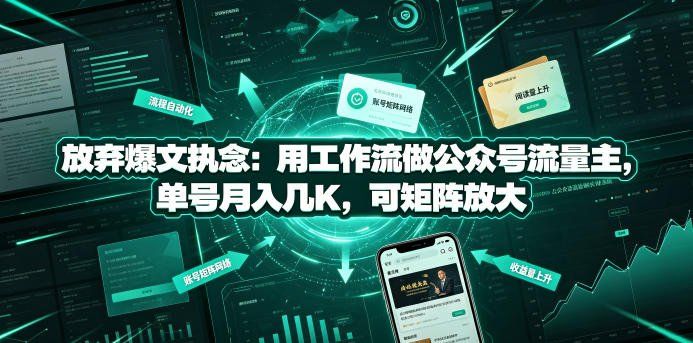 
          放弃爆文执念：用工作流做公众号流量主，单号月入几K，可矩阵放大 - Featured image
        