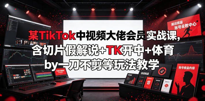 
          某TikTok中视频大佬会员实战课，含切片假解说+TK开中+体育by一刀不剪等玩法教学 - Featured image
        