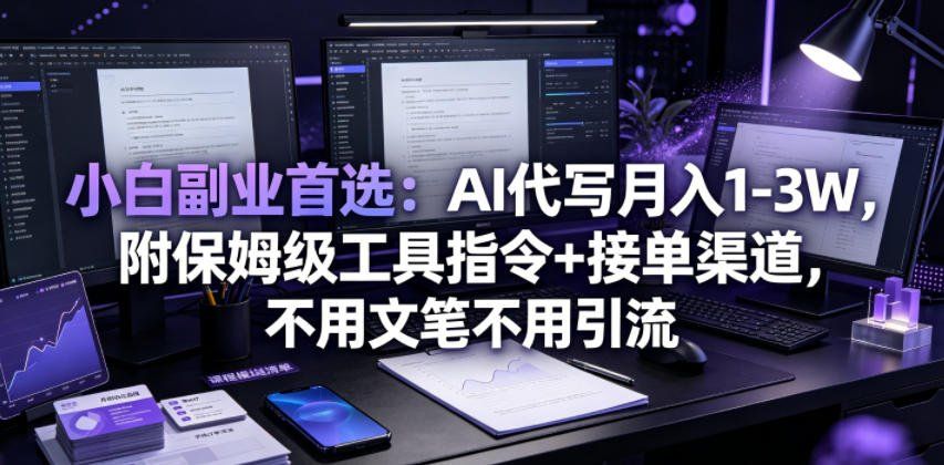 
          小白副业首选：AI代写月入1-3W，附保姆级工具指令+接单渠道，不用文笔不用引流【揭秘】 - Featured image
        