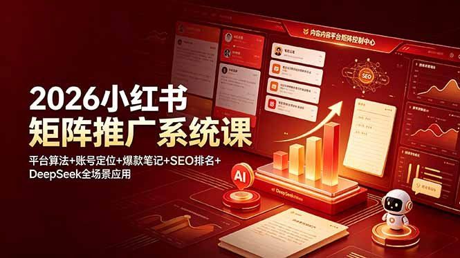 
          2026小红书矩阵推广系统课：平台算法+账号定位+爆款笔记+SEO排名+DeepSeek全场景应用 - Featured image
        