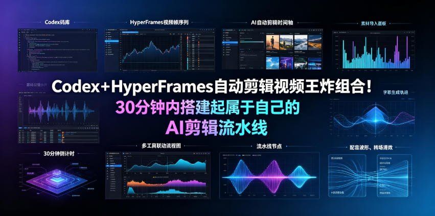 
          Codex＋HyperFrames自动剪辑视频王炸组合！30分钟内搭建起属于自己的AI剪辑流水线(完整版实操教程手册) - Featured image
        