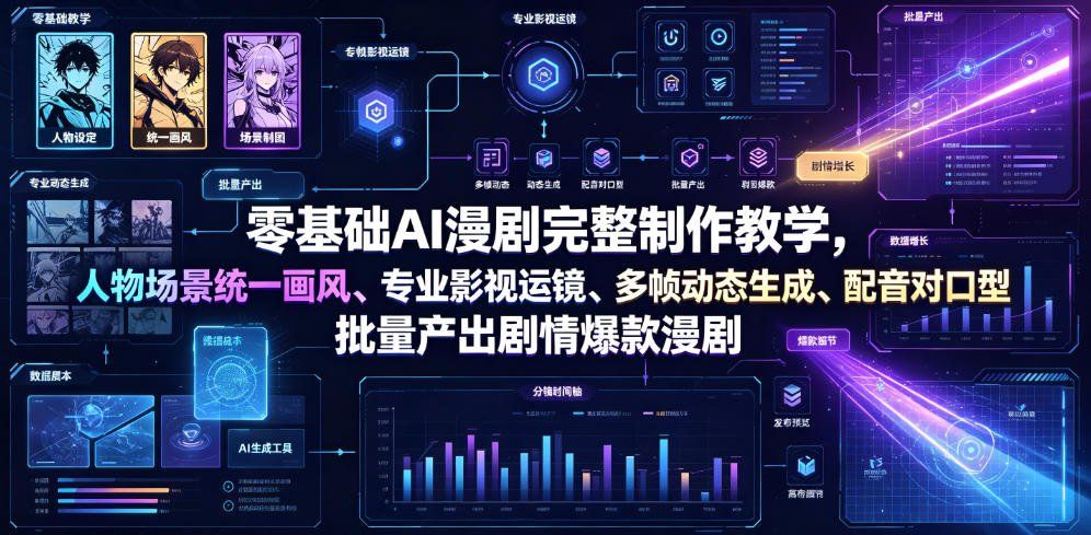 
          零基础AI漫剧完整制作教学，人物场景统一画风、专业影视运镜、多帧动态生成、配音对口型，批量产出剧情爆款漫剧 - Featured image
        
