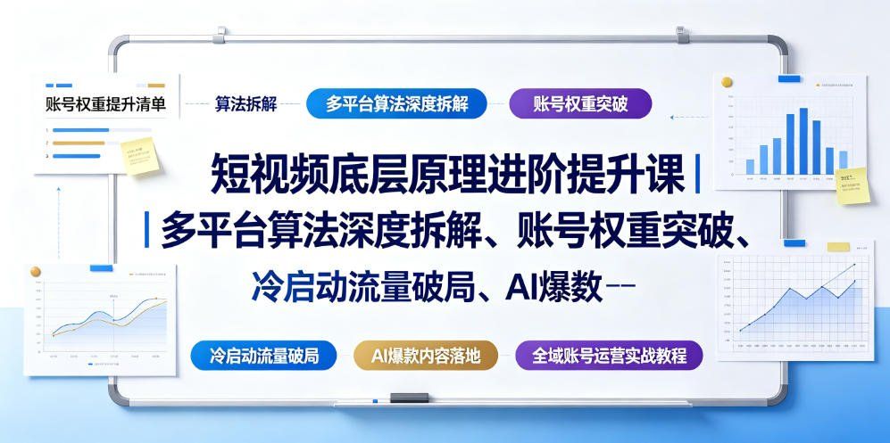
          短视频底层原理进阶提升课｜多平台算法深度拆解、账号权重突破、冷启动流量破局、AI爆款内容落地与全域账号运营实战教程 - Featured image
        