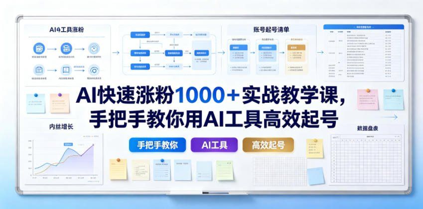 
          AI快速涨粉1000＋实战教学课，手把手教你用AI工具高效起号 - Featured image
        
